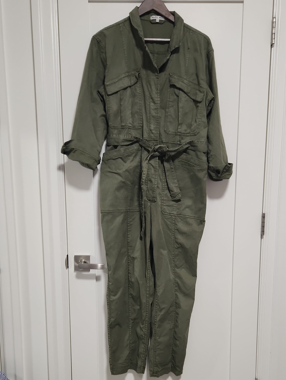 Alex Mill Olive Green Expedition Jumpsuit with Tie Belt
